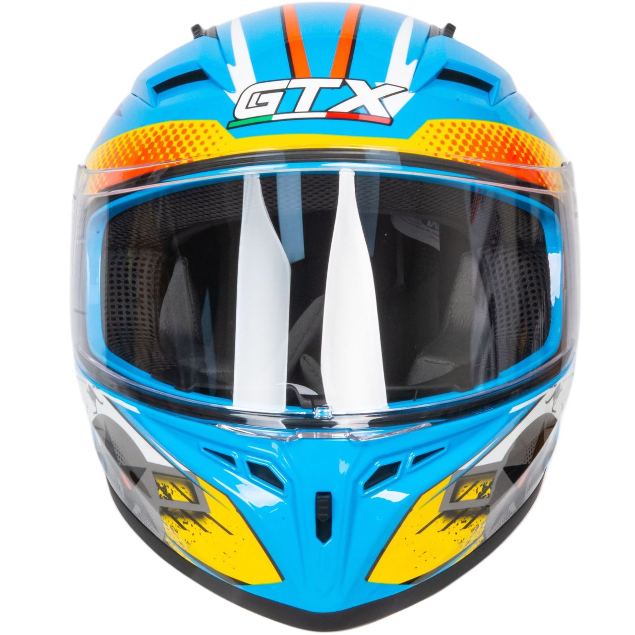 Шлем мото интеграл GTX 578S №2 (L) BLUE / ORANGE YELLOW подростковый