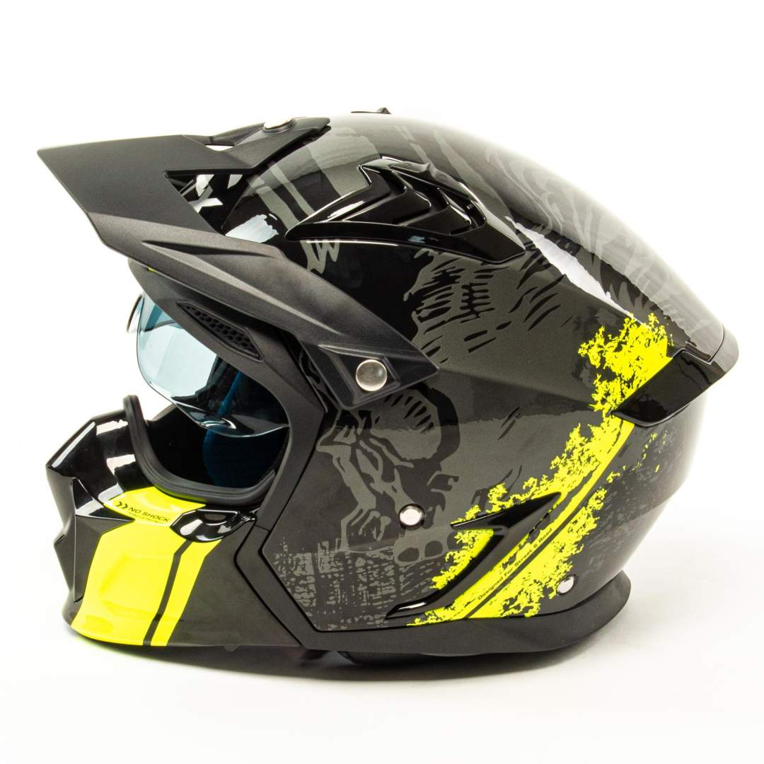 Шлем мото мотард GTX 690 №2 (XL) BLACK/FLUO YELLOW GREY