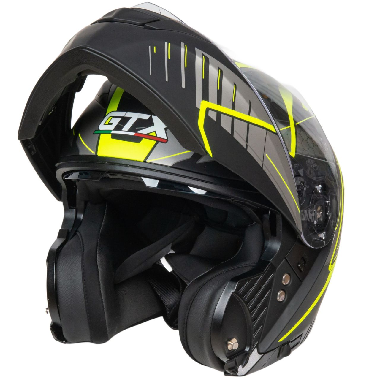 Шлем мото модуляр GTX 550 №3 (XL) BLACK/FLUO YELLOW GREY (2 визора)